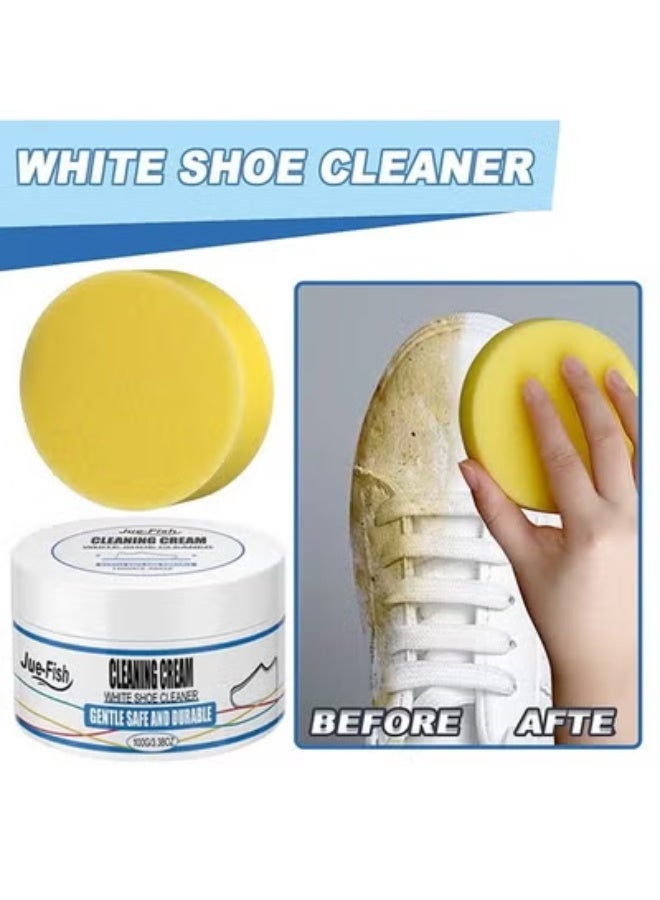JUE-FISH White Shoe Cleaner, Shoe Cleaner, Re-Color and Polish Smooth Leather Shoes and Boots,Sneaker Cleaner White Shoes, White Rubber Sole Shoe Cleaner - Image 1